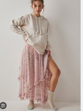Free People French Courtship Half Slip Lace Asymmetrical Skirt S